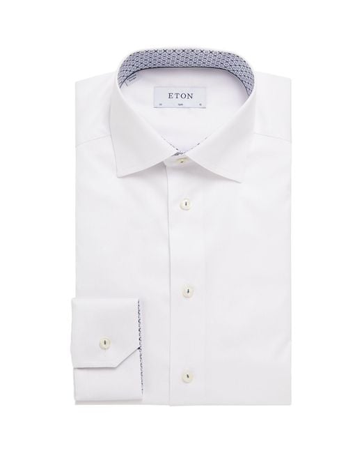 Eton of Sweden White Cotton Contrast-lining Shirt for men