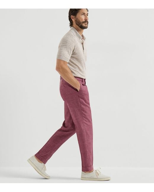 Brunello Cucinelli Wool-Blend Hopsack Tailored Trousers for men
