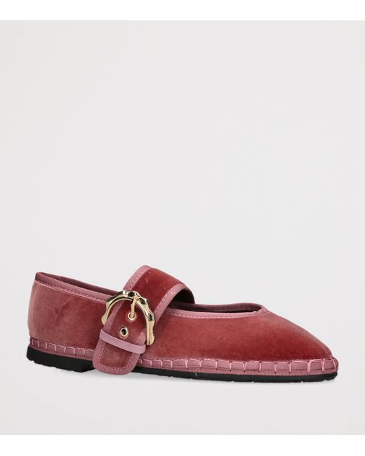 Flabelus Red Velvet Sophie Mary Jane Flats