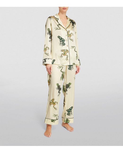 Olivia Von Halle Natural Silk Frog Lila Pyjama Set