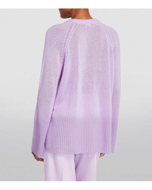 ME+EM Purple Me+em Merino-cashmere-silk Sweater