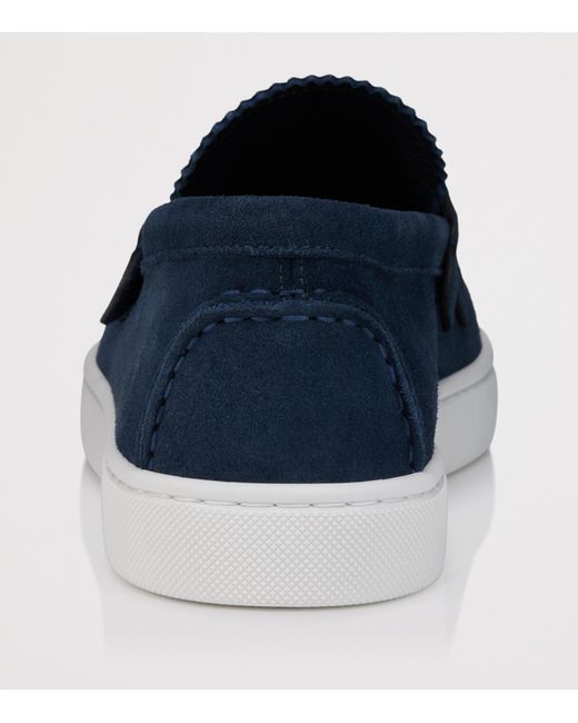 Christian Louboutin Blue The Harold I Suede Boat Shoes for men