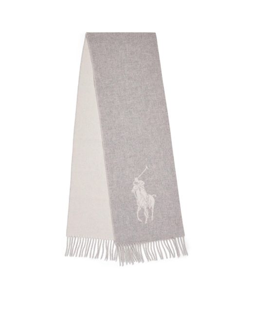 Polo Ralph Lauren Gray Wool Polo Pony Scarf