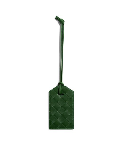 Bottega Veneta Green Leather Intrecciato Luggage Tag for men