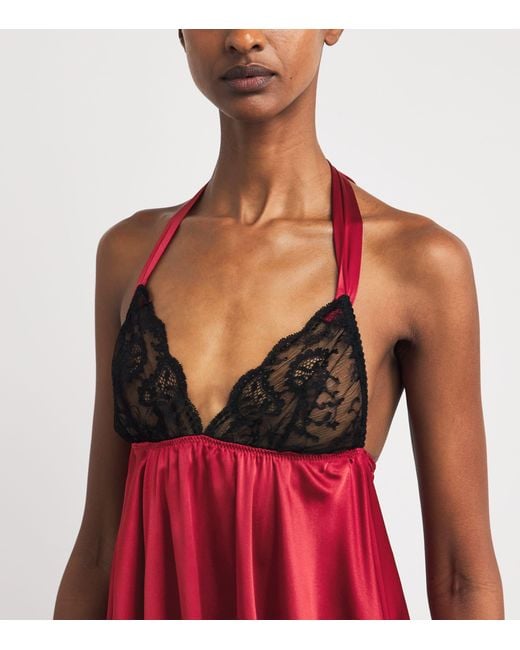 Gilda & Pearl Red Silk Muse Babydoll Slip Dress