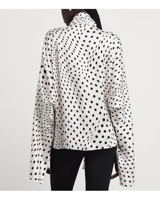 Stella McCartney White Satin Polka-Dot Blouse