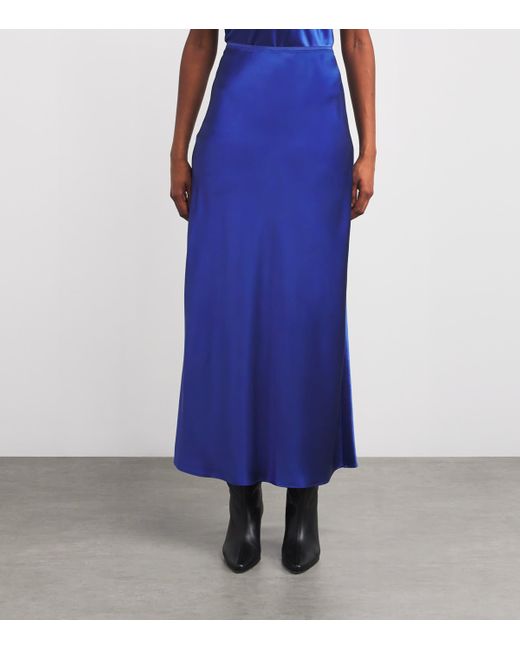 Joseph Blue Silk Isaak Midi Skirt