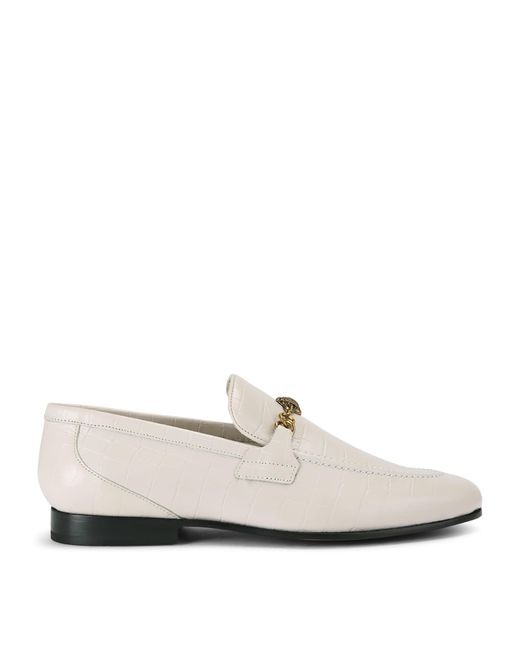 Kurt Geiger White Croc-Embossed Leather Alton Loafers for men