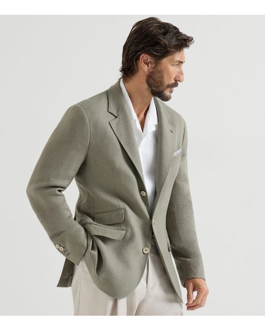 Brunello Cucinelli Green Deconstructed Cavallo Blazer for men