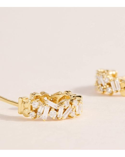 Suzanne Kalan Metallic And Diamond Classic Fireworks Hoop Earrings
