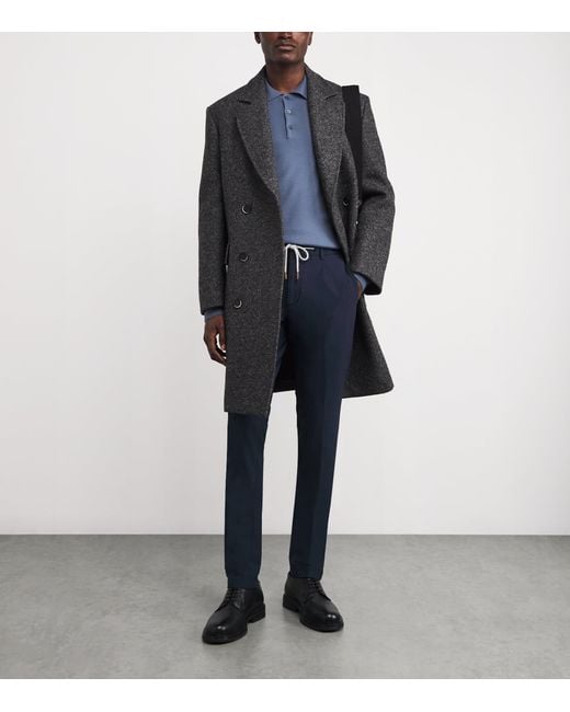 Eleventy Blue Cotton-Blend Drawstring Trousers for men