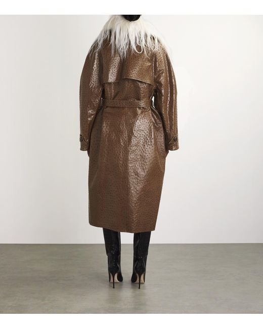 16Arlington Brown Leather Beech Trench Coat