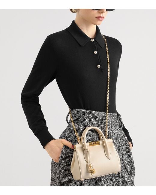 Dolce & Gabbana Natural Mini Leather Marlene Top-Handle Bag