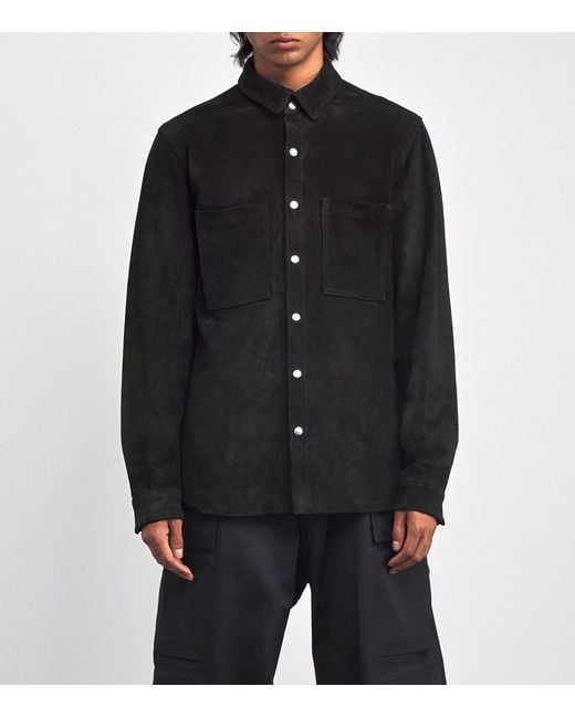 Rick Owens Black Suede Overshirt for men