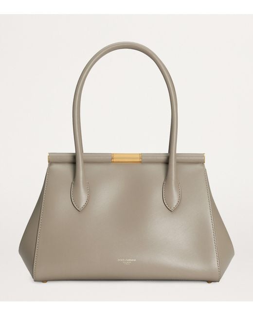 Dolce & Gabbana Gray Leather Top-Handle Bag