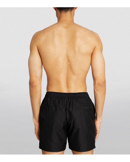 Calvin Klein Black Tonal-print Swim Shorts for men