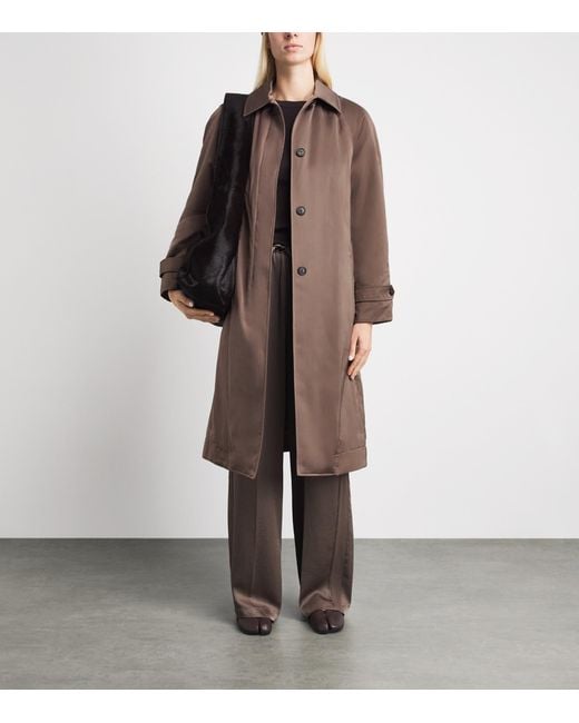 Vince Brown Satin Trench Coat