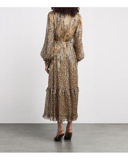 Etro Natural Silk-Blend Leopard Midi Dress