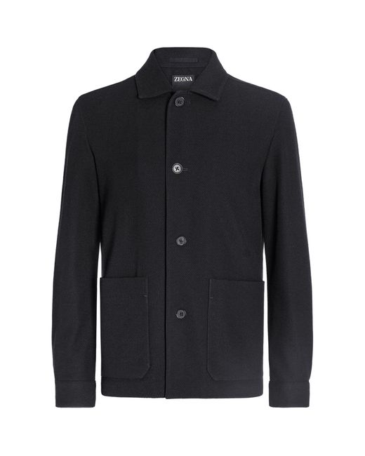 Zegna Blue Wool-cotton Jerseywear Chore Jacket for men