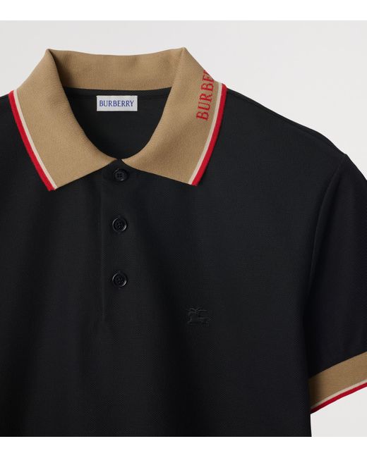 Burberry Black Cotton Polo Shirt for men