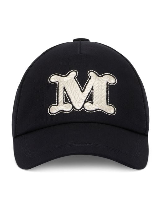 Max Mara Black Cotton Monogram Cap