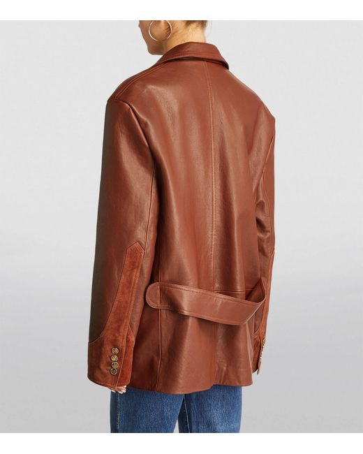 Etro Brown Oversized Leather Blazer