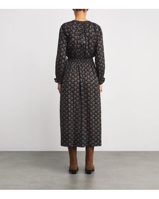 Doen Black Organic Cotton Voile Delfina Midi Dress