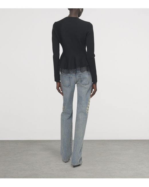 McQueen Black Lace-Trim Cardigan