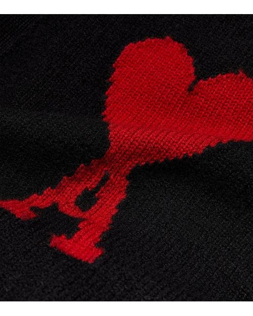 AMI Black Ami De Coeur Cardigan for men