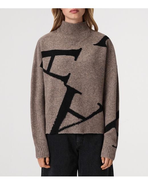 AllSaints Brown A Star Rollneck Sweater