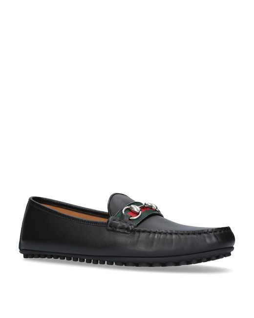 black leather driving loafers