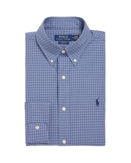 Polo Ralph Lauren Blue Cotton Poplin Check Shirt for men