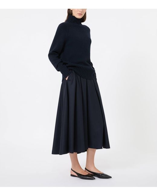 Max Mara Blue Wool-Cashmere High-Neck Sweater