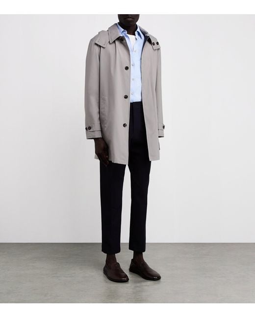 Brioni Gray Water-Repellent Performa Raincoat for men