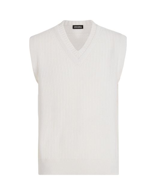 Zegna White Cashmere-cotton Sweater Vest for men