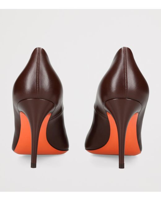 Santoni Brown Leather Sibille Pumps 85