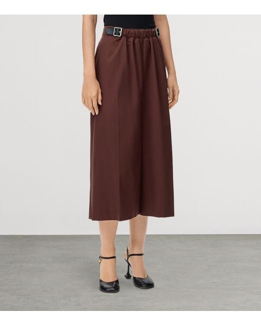 Loewe Purple Cotton-Silk Buckled Cropped Wide-Leg Trousers