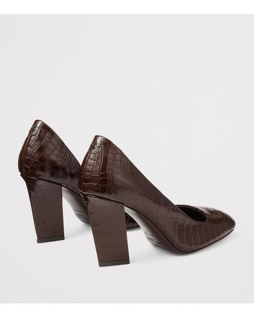 Jimmy Choo Brown Farren 85 Leather Croc-Embossed Pumps