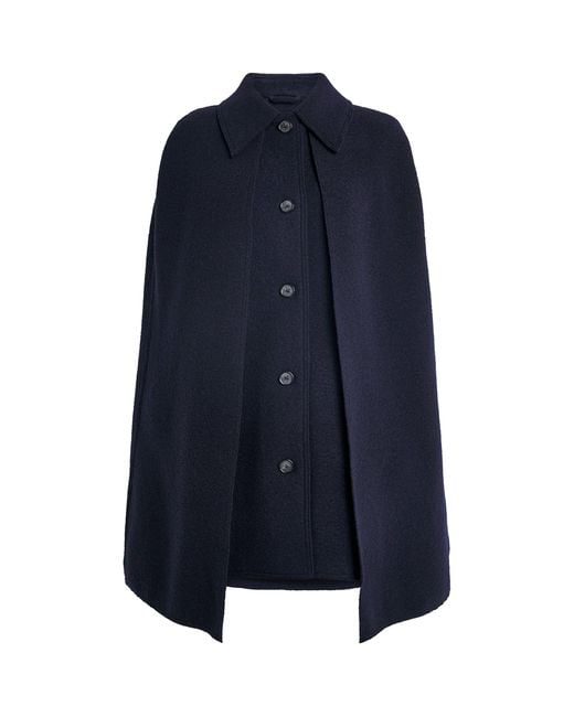 Totême  Blue Wool Collared Cape Coat