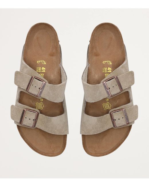 Birkenstock Brown Suede Arizona Slides for men