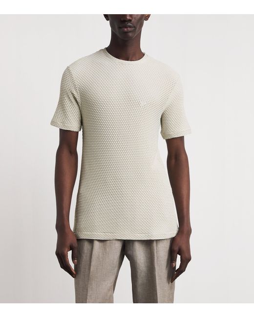 Emporio Armani White Textured T-Shirt for men