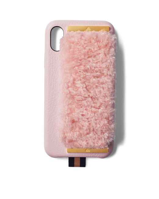Chaos Pink Leather And Shearling Hand Hug Iphone Xs Max Case