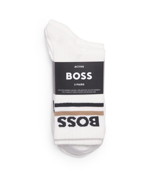 Boss White Viscose-Bamboo Socks for men