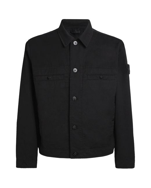 Stone Island Black Virgin Wool-Cotton Gabardine-Tc_S.I. Ghost Jacket for men