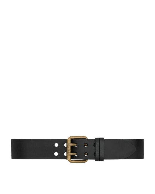 Saint Laurent Black Calfskin Motorcycle Buckle Belt