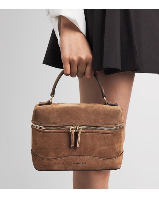 Sandro Brown Suede Tangolino Vanity Bag
