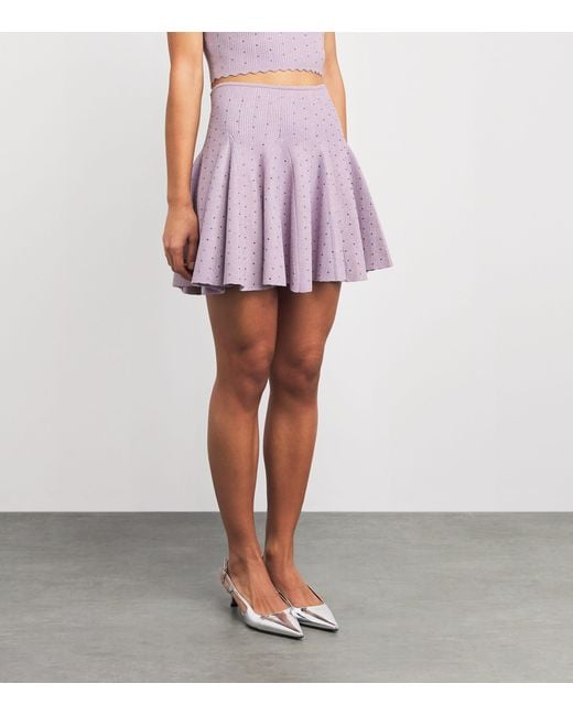 Sandro Purple Knitted Embellished Mini Skirt