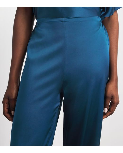 Staud Blue Silk Stroll Trousers