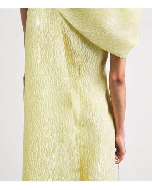 Roksanda Yellow Cloqué One-Shoulder Maite Midi Dress