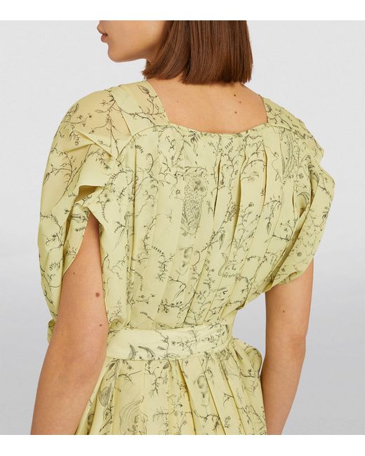 Fabiana Filippi Metallic Tie-waist Floral Print Midi Dress